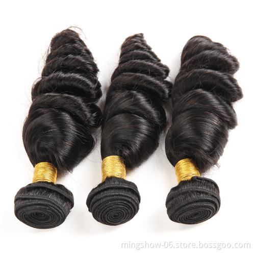100% raw human hair loose wave brazilian hair bundle